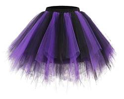 BIFINI Karnevalskostüme Damen übergröße Tüllrock Petticoat Tutu Damen Lila Schwarz von BIFINI