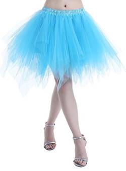 Karneval Erwachsene Damen 80's Tüllrock Tütü Röcke Tüll Petticoat Tutu Blau von BIFINI