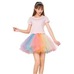 Karneval Erwachsene Damen 80's Tüllrock Tütü Röcke Tüll Petticoat Tutu Regenbogen von BIFINI