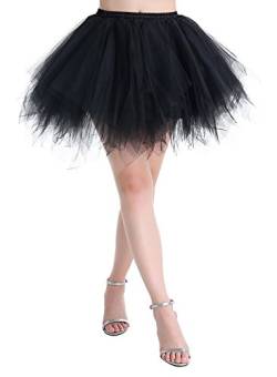 Karneval Erwachsene Damen 80's Tüllrock Tütü Röcke Tüll Petticoat Tutu Schwarz von BIFINI