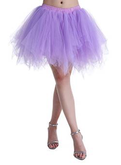 Karneval Erwachsene Damen 80's Tüllrock Tütü Röcke Tüll Petticoat Tutu Violett von BIFINI