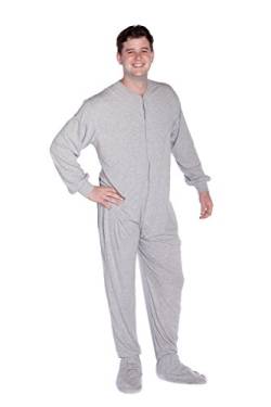 BIG FEET PAJAMA CO. Grau Baumwolle gestrickt Erwachsene Onesie Fuß Pyjamas mit Butt Flap hinteren Klappe für Männer & Frauen von BIG FEET PAJAMA CO.