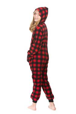 BIG FEET PAJAMA CO. Hoodie-Strampler-Pyjama mit Jumpsuit aus Buffalo Plaid-Fleece für Jungen und Mädchen von BIG FEET PAJAMA CO.