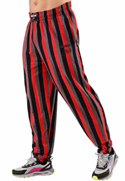 BIG SAM SPORTSWEAR COMPANY Herren Baggy Pants Loose Fit Streifen Gym Workout Sweatpants mit Taschen, rot, XX-Large von BIG SAM SPORTSWEAR COMPANY