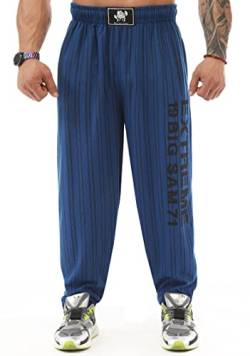 BIG SAM SPORTSWEAR COMPANY Herren Baggy Sweatpants mit Taschen, Oldschool Loose Fit Gym Pants, Blau, Mittel von BIG SAM SPORTSWEAR COMPANY