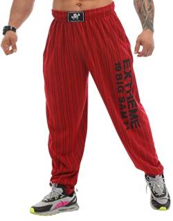 BIG SAM SPORTSWEAR COMPANY Herren Baggy Sweatpants mit Taschen, Oldschool Loose Fit Gym Pants, Burgunder, Groß von BIG SAM SPORTSWEAR COMPANY