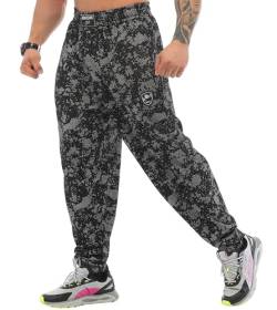 BIG SAM SPORTSWEAR COMPANY Herren Baggy Sweatpants mit Taschen, Oldschool Loose Fit Gym Pants, Technic Camouflage, Groß von BIG SAM SPORTSWEAR COMPANY