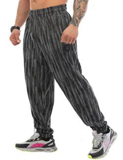 BIG SAM SPORTSWEAR COMPANY Herren Baggy Towel Sweatpants mit Taschen, Active Gym Trainingshose, schwarz, Groß von BIG SAM SPORTSWEAR COMPANY