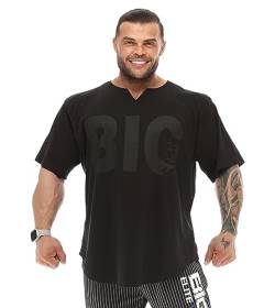Herren Oversize T-Shirt Dünner Stoff 100% Baumwolle Rag Top Gym T-Shirt, Schwarz-Schwarz, XL von BIG SAM SPORTSWEAR COMPANY