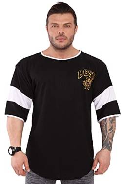 Herren Workout T-Shirt | Kurzarm Oversize Bodybuilding und Fitness Top, schwarz, Groß von BIG SAM SPORTSWEAR COMPANY