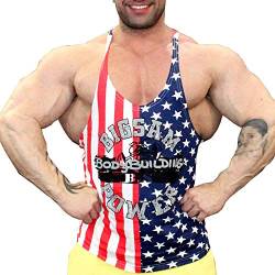 Big SM Sportswear MUSCLEWEAR Muskelshirt Tank Top Tanktop Achselshirt Stringer Bodybuilding Herren USA Amerika Stars Stripes 2195 blau rot XXL von BIG SM EXTREME SPORTSWEAR