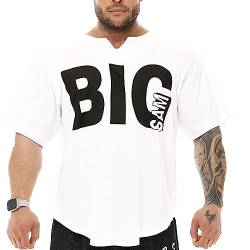 BIG SM SPORTSWEAR MUSCLEWEAR Ragtop Rag Top T-Shirt Bodybuilding Fitness Herren halbarm 3341-WHITE weiß 4XL von BIG SM SPORTSWEAR MUSCLEWEAR