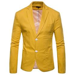 BIISDOST Anzug Herren Regular Fit Business Blazerjacke Sakkos Anzug Jacke Hose Modern Freizeit Anzugjacke Sakkos-Anzugjacken -Jacke Vintage Hochzeit Business Party Sakko (Z0001-Yellow, L) von BIISDOST