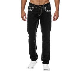 BIISDOST Cargo Hose Herren, Freizeithose Baumwollhose Leinenhosen Sporthose Vintage Chino Haremshose Herren Baggy Lang Leichte Baumwollhose Einfarbige Strandhosen für Urlaub (Black, S) von BIISDOST