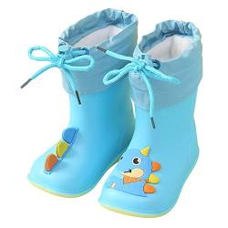 BIISDOST Gefütterte Gummistiefel Kinder Winterstiefel Kinder Jungen Regenstiefel Baby Bunte Cartoon Tier Wasserdichte Wasserschuhe EVA Weiche Outdoor Regenstiefel Schneestiefel Jungen (H, 23 Infant) von BIISDOST