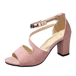BIISDOST Gold Sommersandalen Damensandalen Lederkleidung High heels mit glitzernden Sandalen Damensandalen Schuhspanner Damenschuhe (Pink, 39) von BIISDOST