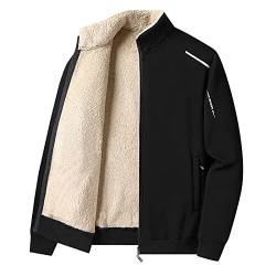 BIISDOST Männlich Herbst und Winter Warme Jacke Mode Lässig Soild Farbe Langarm Tasche Hoodies Baumwolle Mantel Top Leichte (Black-A, XXXXL) von BIISDOST