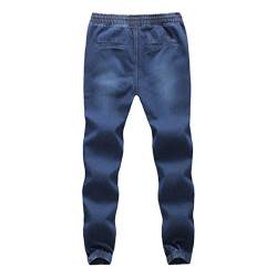 Herren Jeans Denim Hose Jogginghose Boyfriend Jeanshose Loose Fit Stretchjeans Kordelzug Jeanshose Mit Gummibund Gummizug Bis Grosse GröSsen Freizeithose Casual Baggy Hose Sommerhose von BIISDOST