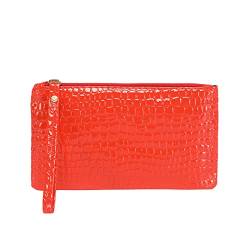 Kleine Geldbörsen Damen Klein Geldbörsen Für Männer Mit Reißverschluss Mit Fischmotiv Mode Frauen Kunstleder Einfarbig Achseltasche Handytasche Umschlag Tasche Geldbörse Clutch (Red, One Size) von BIISDOST