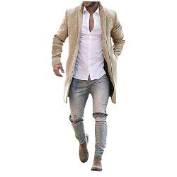 BIKETAFUWY Wintermantel Herren Trenchcoat Mantel mit Knöpfen Reverskragen Gefüttert Jacken Business Männer elegant Winterjacke Slim Fit Wollmantel Lange Übergangsjacke British Style von BIKETAFUWY