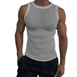 Herren Fischnetz T-Shirt Kurzarm Shirts Muskel Transparent Shirts Männer Top Netzshirt Sexy Netz Unterhemd Slim Fit Tops Unterwäsche Netzstruktur Netzhemd mit Halbem Arm Durchsichtiges Oberteil von BIKETAFUWY