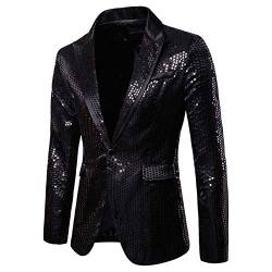 Herren Sakko Sportlich Modern Regular Fit Luxus Freizeit Blazer Elegante Pailletten Smokings Gold Glitzer Blazer Anzug Jacke Glitzer Outfit Karneval Kostüm für Hochzeit Party Festlich Cosplay von BIKETAFUWY