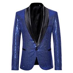 Herren Sakko Sportlich Modern Regular Fit Luxus Freizeit Blazer Elegante Pailletten Smokings Gold Glitzer Blazer Anzug Jacke Glitzer Outfit Karneval Kostüm für Hochzeit Party Festlich Cosplay von BIKETAFUWY