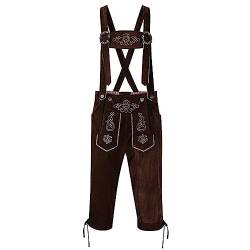 Herren Trachten Lederhose Echtes Leder Echtledertrachtenhose Kurz Geschnitten Bayrisch Outfit Trachtenbekleidung Uathentisch und Perfekt für das Oktoberfest Vintage Lederhose inkl. Hosenträger von BIKETAFUWY