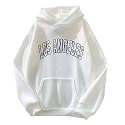 Kapuzenpullover Damen LOS ANGELES Sweatshirt Oversize Langarmshirt Oberteile Teenager Mädchen Lose Fleece Futter Hoodie Pullover Sweatjacke mit Kapuze Herbst Winter Hooded Pulli Outwear Mantel von BIKETAFUWY