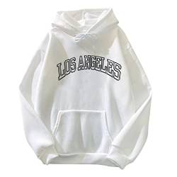 Kapuzenpullover Damen LOS ANGELES Sweatshirt Oversize Langarmshirt Oberteile Teenager Mädchen Lose Fleece Futter Hoodie Pullover Sweatjacke mit Kapuze Herbst Winter Hooded Pulli Outwear Mantel von BIKETAFUWY