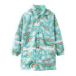 Kinder Regenmäntel für Mädchen Jungen Wasserdicht Winddicht Dünne Regenjacke Kinder mit Kapuze Regenbekleidung mit Cartoon Druck Reflektierende Streifen Kapuzenjacke Outdoor (2-11 Years) 02 von BIKETAFUWY