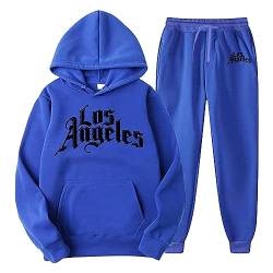 Los Angeles Anzug Herren Damen Los Angeles Jogginganzug 2-teilig Sweatshirt Sweatpant Leichte Hoodie Los Angeles Trainingsanzug Lässig Sportanzug Tracksuit Unisex Jogging Anzug Set Schwarz S-3XL von BIKETAFUWY