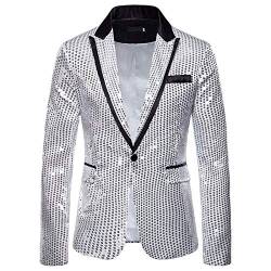 Pailletten Sakko Herren Slim Fit Glänzenden Smokings Anzugjacke Freizeit Pailletten Smokings Für Herren Glitzer Blazer Anzug Jacke Glitzer Outfit Festlich Party Cosplay Outfit Joker Kostüm 039 von BIKETAFUWY