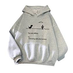 BIKETAFUWY Kapuzenpullover Damen LOS Angeles Sweatshirt Oversize Langarmshirt Oberteile Teenager Mädchen Lose Fleece Futter Hoodie Pullover Sweatjacke mit Kapuze Hooded Pulli Outwear Winter von BIKETAFUWY