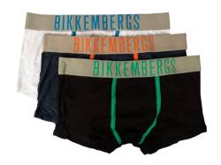 BIKKEMBERGS Herren-Boxershorts, 3er-Pack, freiliegende elastische Baumwollunterwäsche, Artikel BKK1UTR12TR, Dreierpack-Unterhosen, Assorted Color Black/Blue/White, M von BIKKEMBERGS