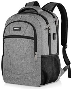 BIKROD Rucksack Herren und Damen, Schulrucksack Jungen Mädchen Teenager, 15.6 Zoll Laptop Arbeit Daypack mit USB-Ladeanschluss für Business Wandern Reisen Camping Schulranzen, Grau von BIKROD