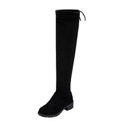 BILIKEYU Damen Stiefel Winter Overknee Stiefel Lange Stiefel Komfort Chunky Heels Schuhe Wildling Schuhe Damen (Black, 40) von BILIKEYU