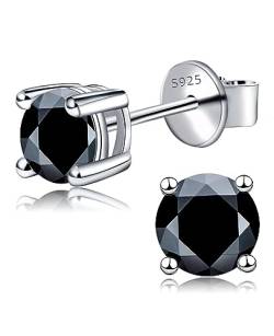 BINALOVE Moissanite Ohrringe 925 Silber,0.5/1/2 Karat Weiß.Schwarz.Grüner Rundschliff Ohrstecker, VVS1 Reinheit D Farbe Diamant Ohrringe mit GRA Zertifikat,Verlobung&Hochzeit Geschenk für Mann&Frau von BINALOVE