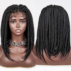 Geflochtene Perücken für schwarze Frauen, volle Spitze, geflochtene Perücke mit Haaren, synthetische Lace-Front-Perücke mit Haaren, volle doppelte Spitze, gedreht von BINDT