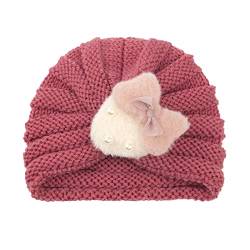 Kinder-Wolle-Stirnband-Zylinder for warme Herbst- und Winter-Haarband Solide Erdbeer-Stirnband-Hut Solide Erdbeer-Stirnband FLw223 Haarnadel (Color : R, Size : Taille unique) von BINGDONGA