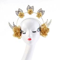 BINGHONG3 Schöne Göttin Kopfband Headhoop Blumenblatt Haare Tiaras Kopfbedeckung für Frauen Mädchen Street Stirnband Frauen menschliche Haare von BINGHONG3