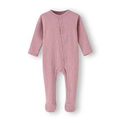 BINIDUCKLING Baby Druckknopf Schlafanzug, mit Fuß, mit Fäustlings Bündchen, Baumwolle - Langarm Baby Strampler Baby Pyjamas für Jungen Mädchen 6-9 Monate, Rosa von BINIDUCKLING