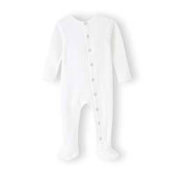 BINIDUCKLING Baby Druckknopf Schlafanzug, mit Fuß, mit Fäustlings Bündchen, Baumwolle - Langarm Baby Strampler Baby Pyjamas für Jungen Mädchen 6-9 Monate, Weiß von BINIDUCKLING