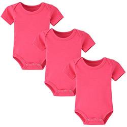 BINIDUCKLING Baby Mädchen Body Kurzarm 3-Pack Rosa 12 Monate von BINIDUCKLING