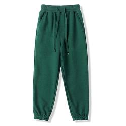 BINIDUCKLING Jungen Jogginghose mit Gummizug, Unisex Kinder Jogger Hosen Sweathosen Sporthose Lang, Einfarbige（Grün,130/6Jahre） von BINIDUCKLING