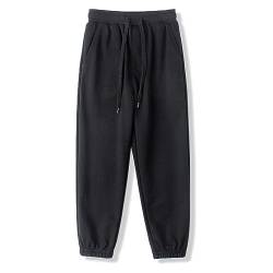 BINIDUCKLING Jungen Jogginghose mit Gummizug, Unisex Kinder Jogger Hosen Sweathosen Sporthose Lang, Einfarbige（Schwarz,160/10-12Jahre） von BINIDUCKLING