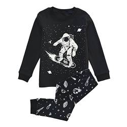 BINIDUCKLING Jungen Schlafanzug Langarm Kinder Baumwolle Pyjamas Set Nachtwäsche Astronaut 2T von BINIDUCKLING