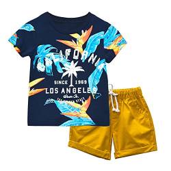 BINIDUCKLING Jungen Short Shirt Set Kinder Sommer Bekleidungsset Kokospalme 6T von BINIDUCKLING