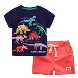 BINIDUCKLING Jungen Short Shirt Set Kleinkind Kinder Outfit 2 Stck Sommer Bekleidungsset,Dinosaurier,6-7,Jahre von BINIDUCKLING