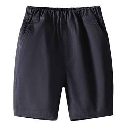 BINIDUCKLING Jungen Sommer Elastische Taille Kurze Hose - Schuluniformen Pull-on Shorts (Marineblau,150/10-12 Years) von BINIDUCKLING